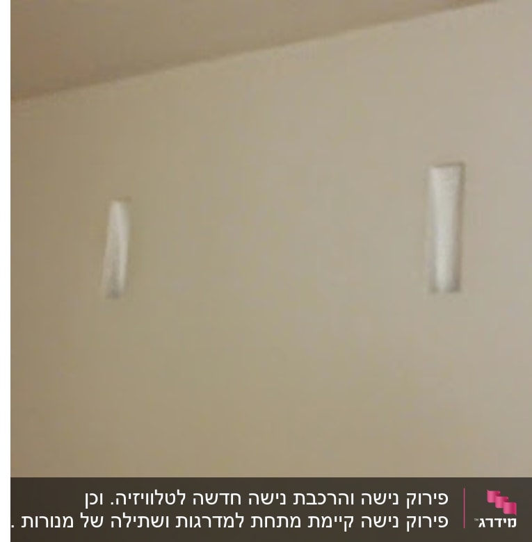 מנורות שקועות. ביטול מנורה קיימת והשמה של שתי מורות שקועות דקורטיביות במקומה